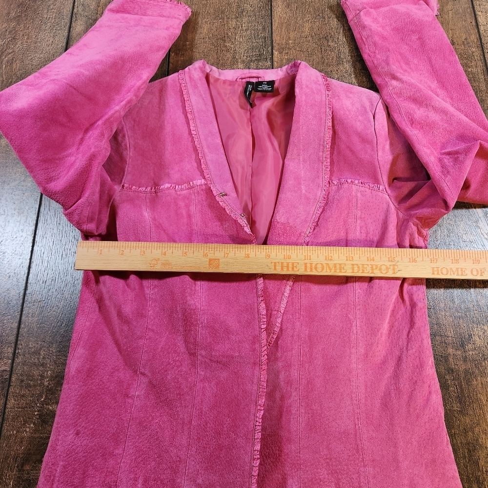 New Directions Petite Women's PS 100% Leather Suede Pink Jacket Coat Vintage - Picture 5 of 8